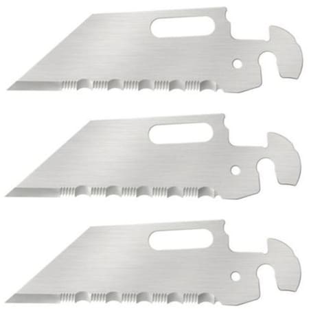 Gsm Folding Click N Cut 3 Pack Of Serrated Utility Blade, With Ambidextrous Pocket, Belt Clip CLD-40BP3A